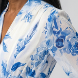Liliana | Vestito Maxi Avvolgente a Maniche Lunghe con Fantasia Floreale