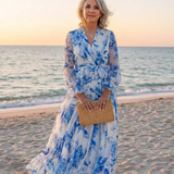 Liliana | Vestito Maxi Avvolgente a Maniche Lunghe con Fantasia Floreale
