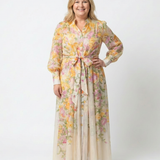 Cressida | Abito Maxi con Maniche Trasparenti a Fiori