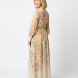 Cressida | Abito Maxi con Maniche Trasparenti a Fiori