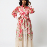 Cressida | Abito Maxi con Maniche Trasparenti a Fiori