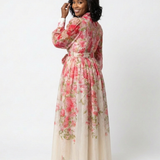 Cressida | Abito Maxi con Maniche Trasparenti a Fiori
