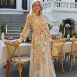 Cressida | Abito Maxi con Maniche Trasparenti a Fiori