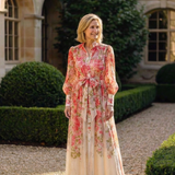 Cressida | Abito Maxi con Maniche Trasparenti a Fiori