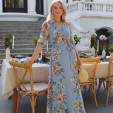 Aurora | Abito Maxi Floreale con Scollo a V